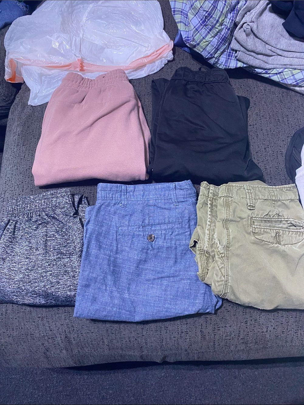 Mens Elastic-Waist Bottoms Pack - Pink, Black, Gray, Blue & Olive